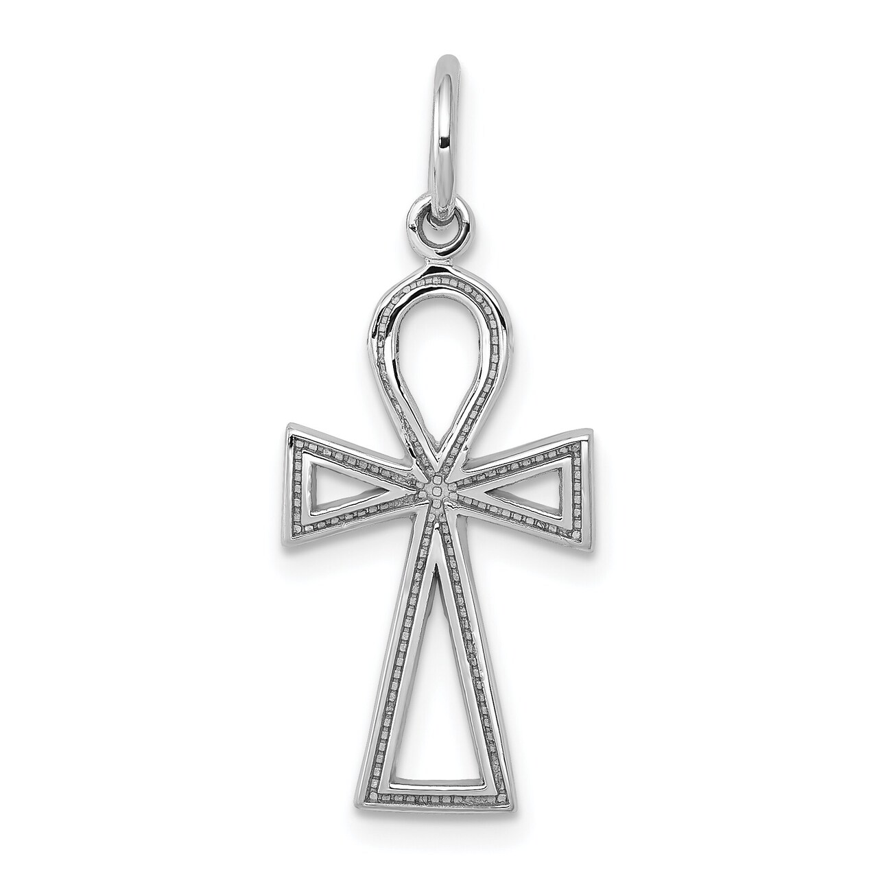 14K White Gold Ankh Charm Pendant Religious Jewelry 27mm x 12mm